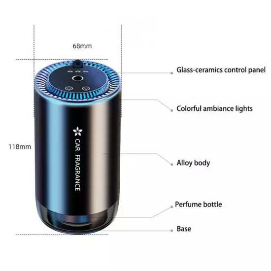 Air Diffuser Car Perfume Aluminium Alloy+PC Material Built-in USB Port