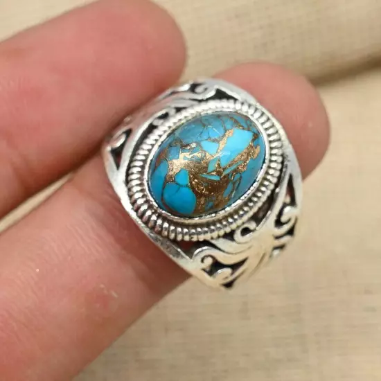 Turquoise Ring 925 Sterling Silver Men's Statement Anniversary Ring All Size B53