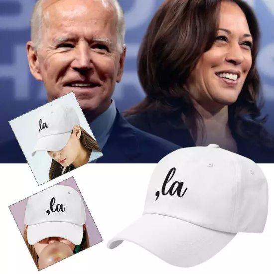 Kamala Comma La Hat (Embroidered Distressed Dad Cap) Kamala Harris Hats X7S3