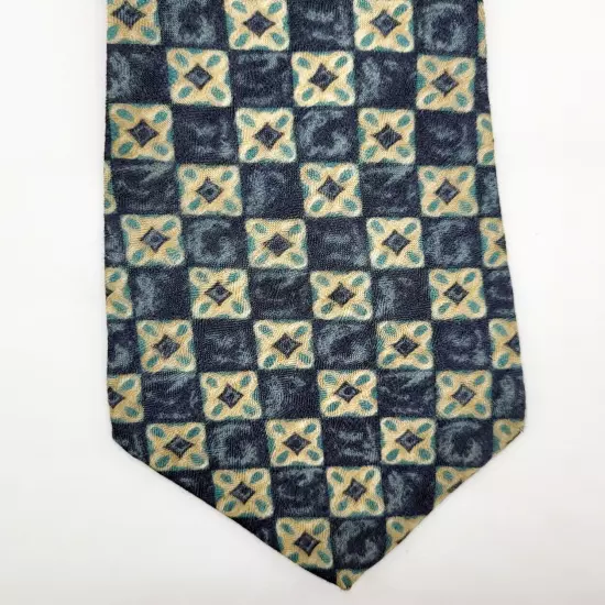 GAP Old Fashioned Style Pattern Geometric Blue Light Gold Silk Business Necktie