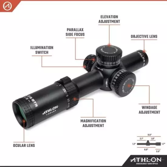 Athlon Optics Helos 1-4.5x24 SFP Direct Dial 30mm ATSR3 IR MOA Riflescope