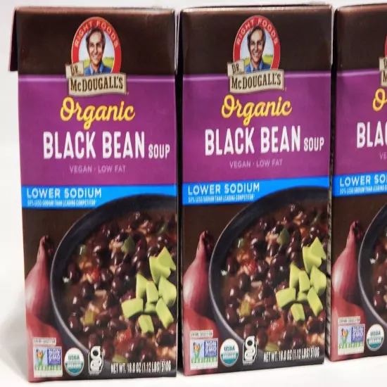 Dr. Mcdougall's Organic Black Bean Lower Sodium Soup Case Of 6 18 Oz