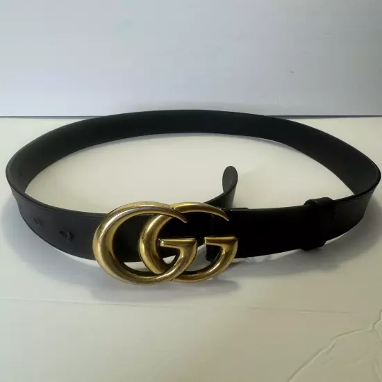 GUCCI Authentic Women’s Leather Belt Interlocking GG Black 38” Preowned 80.32