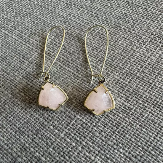 Kendra Scott Carinne Lightweight Rose Quartz Dangle Earrings Gold Plated