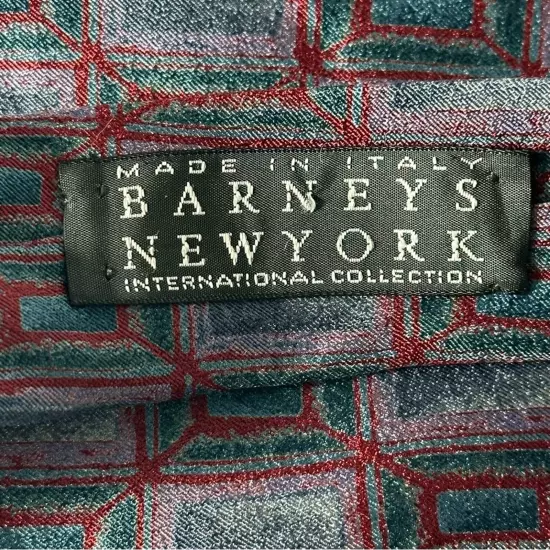 Barney’s New York Men’s Silk Purple Red Gray Medallion Print Necktie Tie