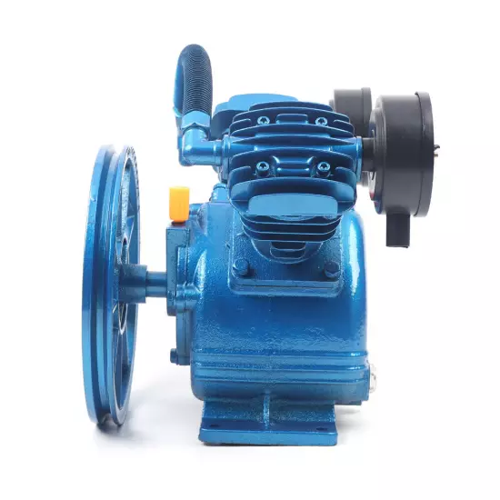 Air Compressor Pump Twin Cylinder 2 Piston V Style 2HP Head Single Stage Blue