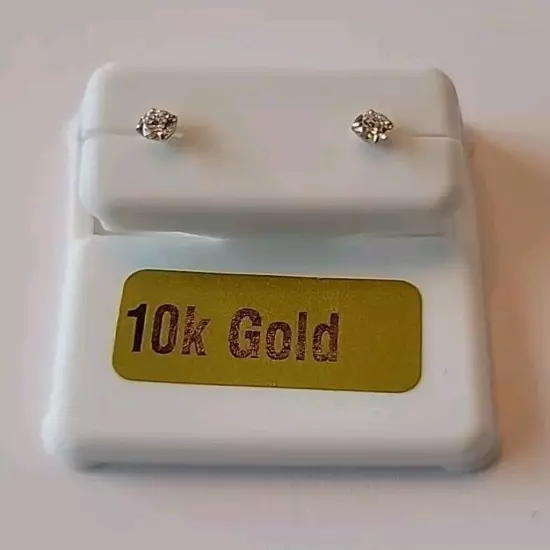 REAL 10kt Gold Stud Earring Mens Women Kids Genuine 10k Yellow Gold with Stone