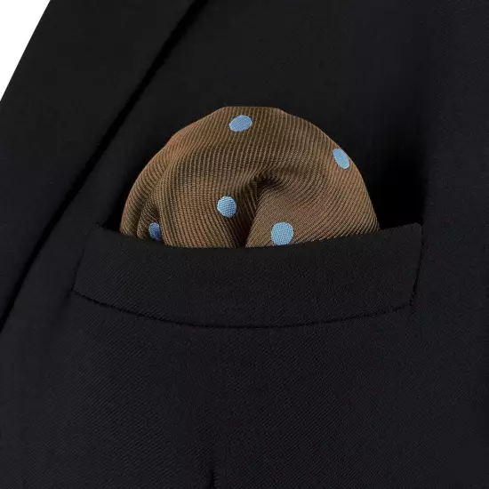 S&W SHLAX&WING Necktie Set for Men Brown with Blue Dots for Suits Elegant 63"