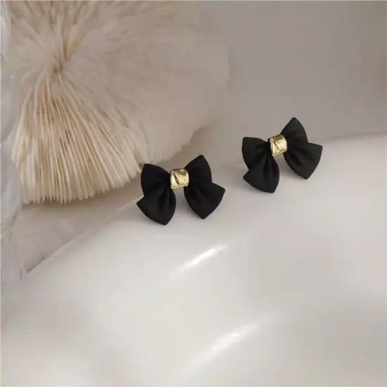 Fashion 18k Gold Plated Bow Stud Earrings Womens Girls Jewellery Party Red/Black