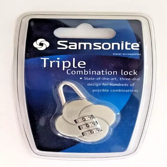 Samsonite Travel Triple Combination Luggage Lock Silver New Sealed