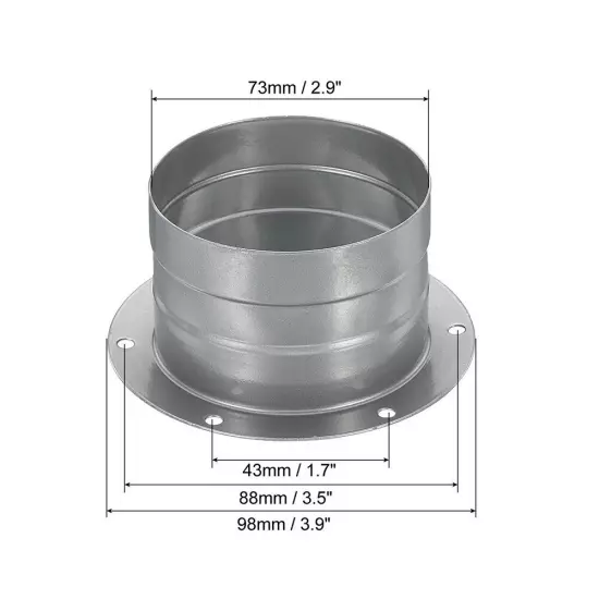 3 Inch Duct Connector Flange Metal Straight Pipe Exhaust Hose Flange Gray