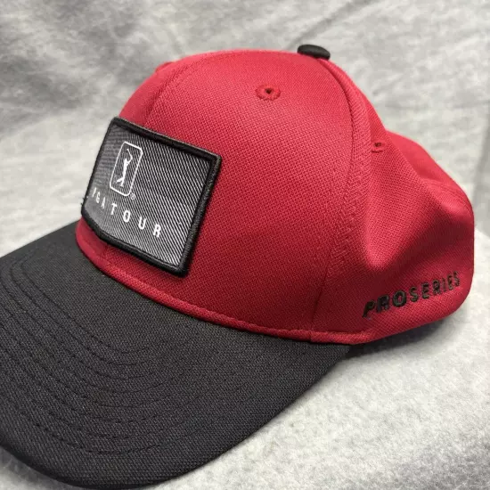 PGA Tour Pro Series Golf Hat Cap Adjustable Moisture Wicking Red Black Strapback