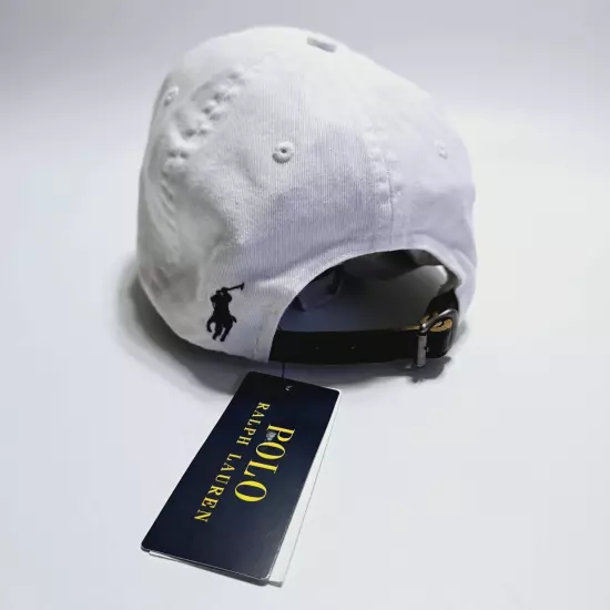 Polo Ralph Lauren Men's Cursive Script Chino Twill Baseball Ball Cap White Hat 