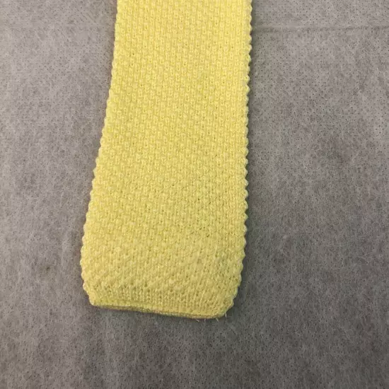 Designer Collection Knit Sock Neck Tie Square Skinny Yellow Cotton 2 Inches Wide