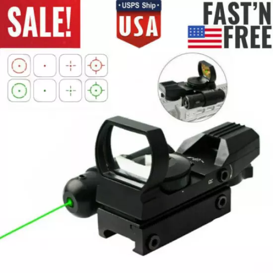 Tactical Red&Green Dot Reflex Sight Scope W/ Green Laser Holographic Illuminated