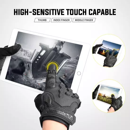 ZUNE LOTOO Full Finger Tactical Gloves for Men, Touchscreen Motorcycle Gloves...