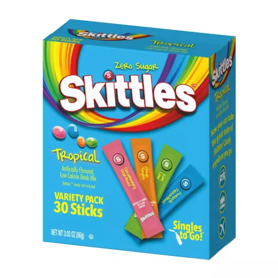 Skittles Zero Sugar Tropical Variety Pack Singles Drink Mix