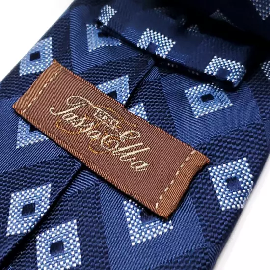 TASSO ELBA Handmade 100% Silk Tie Men's Navy Blue White Necktie NEW