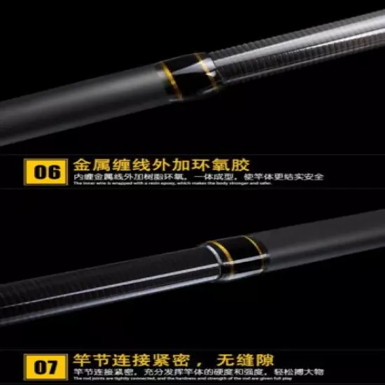 Spinning Fishing Rod Pole Super Fast Carbon Fiber Hard 3-5kg Max Drag Telescopic