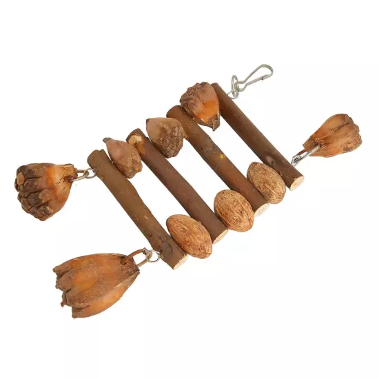 Bird Chew Toys Natural Logs Nuts Hand Crafted Parrot Cage Bite Toy for Macaw