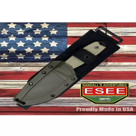 ESEE Knives 3 Military Black Blade Green Sheath MOLLE Back ESEE-3MIL-P