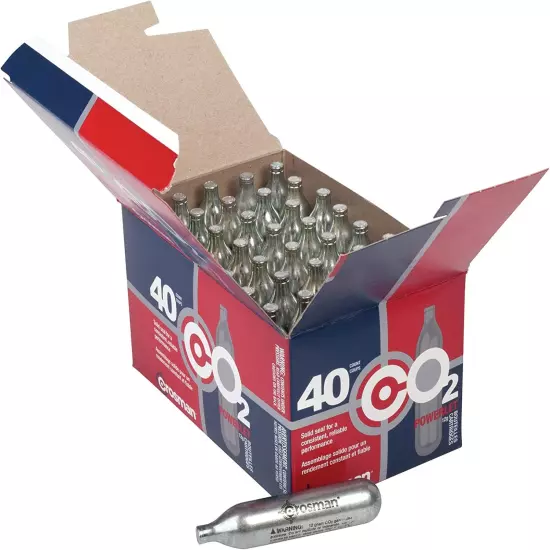 Crosman 40-Count 12-Gram CO2 Cartridges for Air Rifles and Air Pistols 23140-N, 