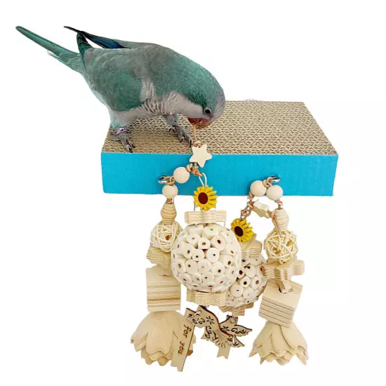 Bird Perch Stand w/ Chewing Toys Parrots Platform Bird Paw Grinding Stand