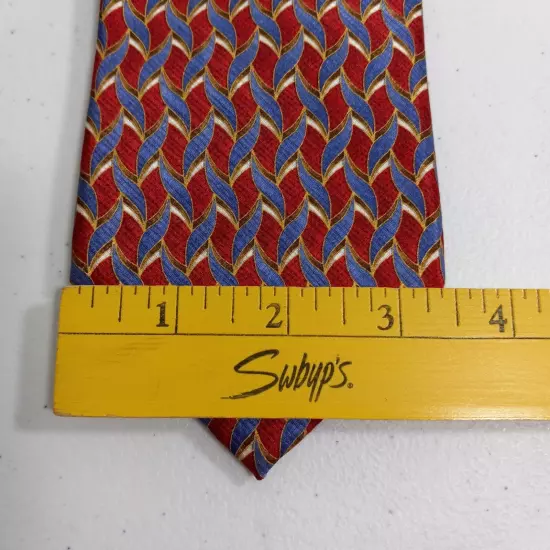 Tie Silk Red Blue Gold Mens Jos A Banks Geometric Tie Corporate Collection 