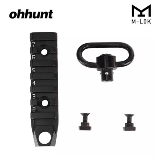 Ohhunt 20mm Picatinny Rail M-LOK Adapter 7 Slots Mount Base w/ QD Sling Swivel