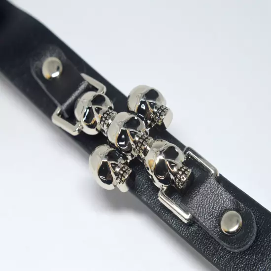 MEN MEMENTO MORI SKULLS LEATHER BRACELET