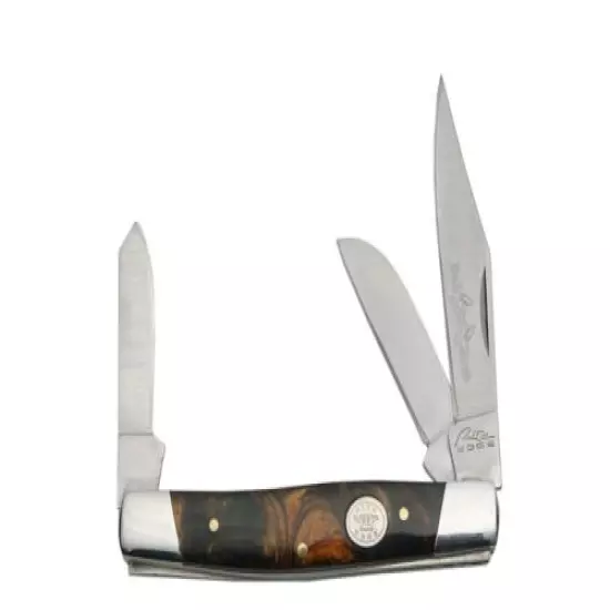 Large 4" Stockman 3 Blade Folding Pocket Knife Black Pearl Handles 210971-BK