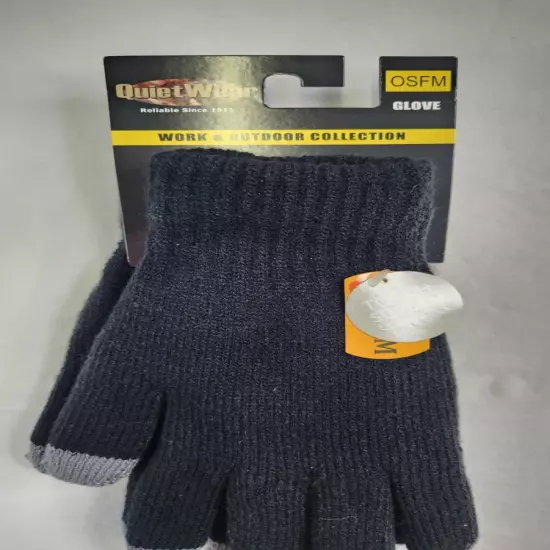 Quiet Wear Black & Gray OSFM Work & Outdoor Gloves Touch Screen Compatible