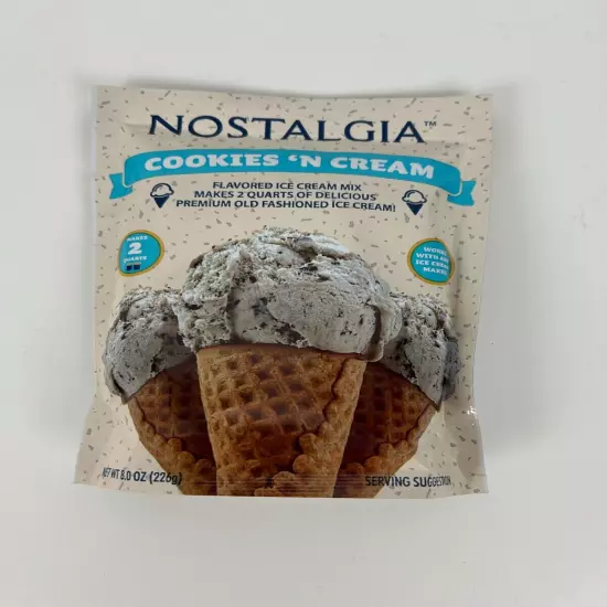 Nostalgia Cookies N Cream Ice Cream Mix Makes 2 Quarts 8oz Best by 2026 NEW NIP