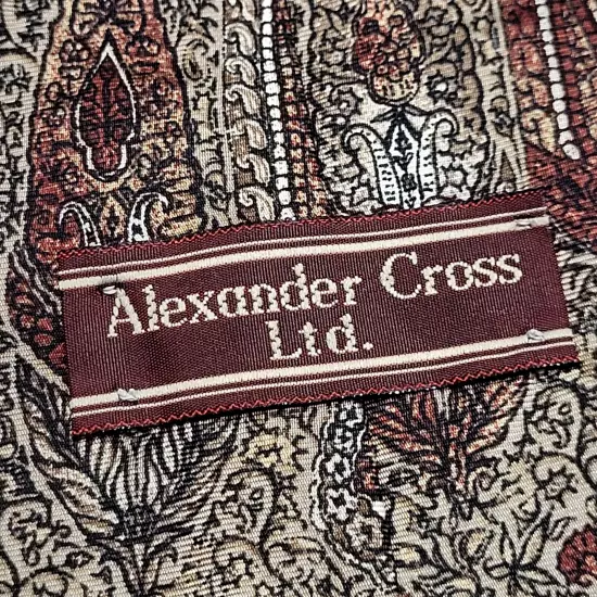 Alexander Cross Brown Shades Paisley Style All Business SILK Necktie