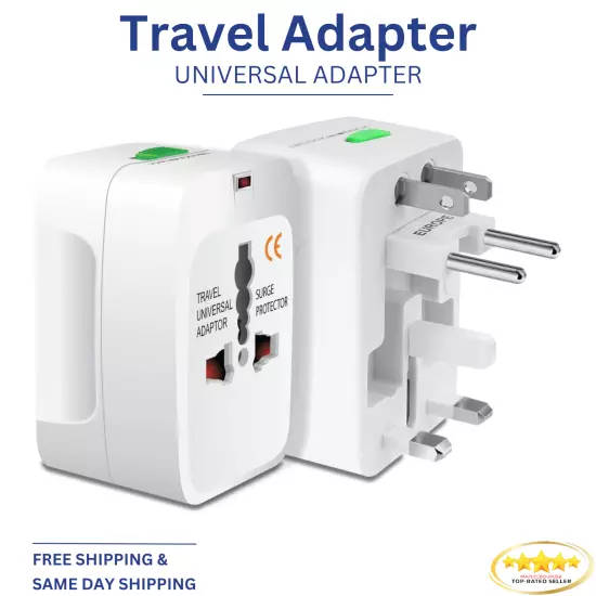 Worldwide Portable Universal Power Adapter, All in One Plug Travel Converter