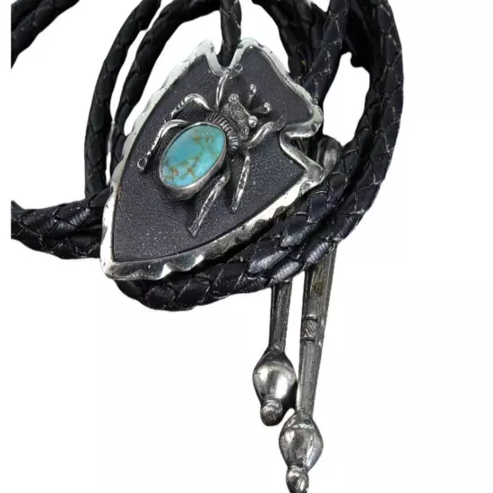 1960's Bell Trading Post Navajo Sterling and turquoise Spider Bolo Tie