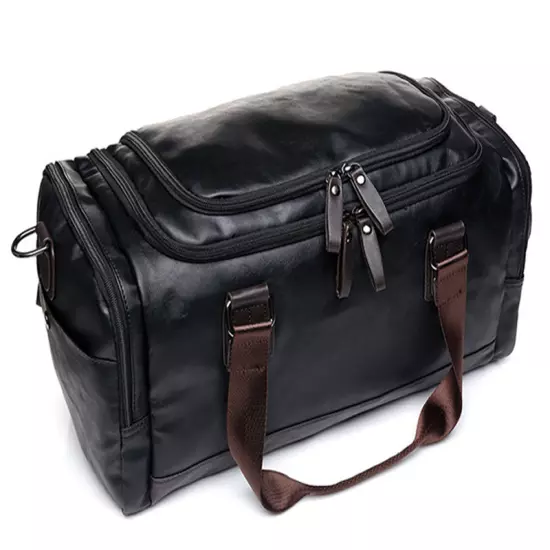 US Men's Leather Duffle Bag Handbag Travel Bag Weekend Overnight Bag BL