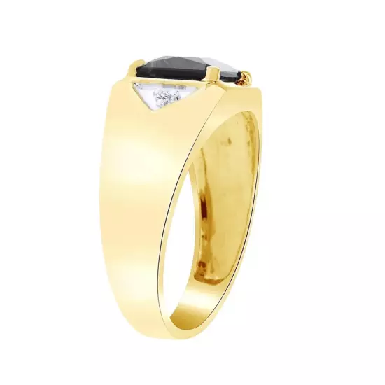 14K Gold Plated Simulated Blue Sapphire Diamond Accent Ring For Mens