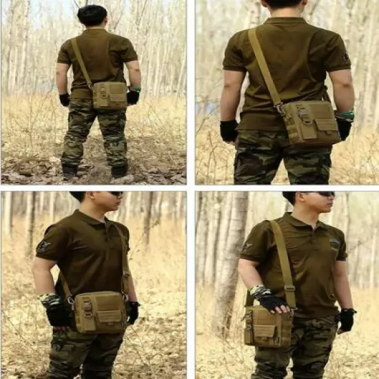 Small Canvas Messenger Bag Tactical Crossbody Casual Pack For Hiking & Traveling