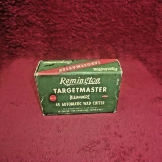  Vintage Remington Targetmast, 45 Automatic Wad Cutter Cal.. Ammo Box, (EMPTY) 