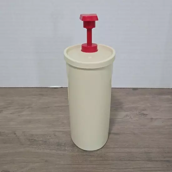 Vintage Tupperware Soap pump 640 and 1553 almond and red - tested it works!