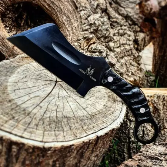 OUTDOOR/CAMPING/KITCHEN HANDMADE BY FORGED HUNTER WITH RAM HORN HANDLE 