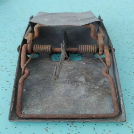 Rare Vintage Galvanized Metal Trap Rat Mouse Working Patent Pending