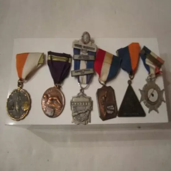 LOT OF 6 1960'S RIFLE SHOOTING MEDALS RIFLE CLUBS & A.A.U. & SWIMMING LOT 7