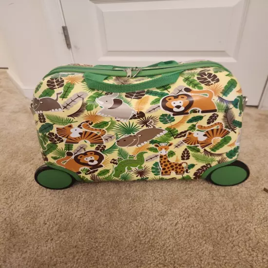 Kids NWT Safari Animals Green Luggage Boys 17" Travel Case