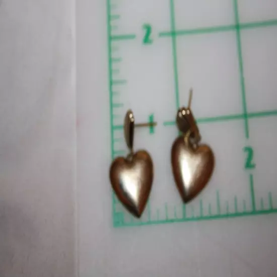 PPC Gold / Sterling Puffy Heart Dangle Post Earrings~ Shell Art deco style