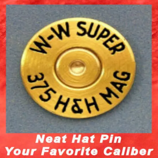 Winchester W-W SUPER 375 H&H MAG Jacket Hat Pin Tie Tac Bullet Ammo