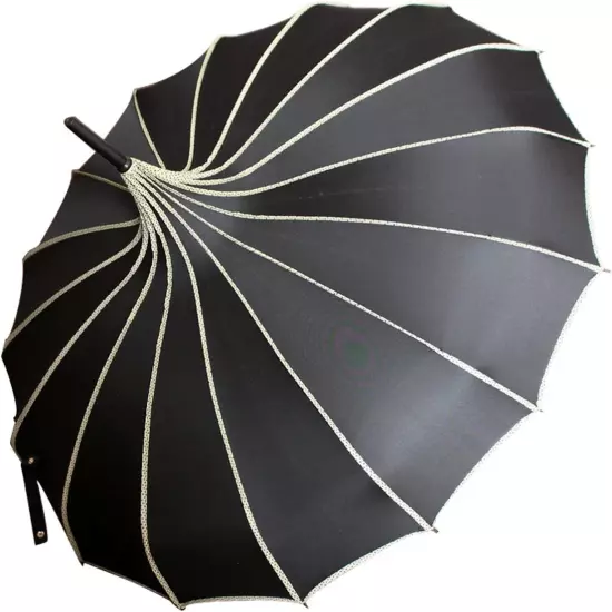 Pagoda Peak Old-Fashionable Ingenuity Umbrella Parasol (Black)