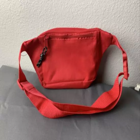 Red Nylon Lifeguard First Aid Fanny Pack Waist Bag 3 Pocket