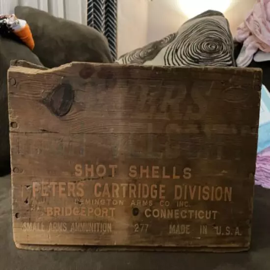 VINTAGE PETERS HIGH VELOCITY WOODEN SHOT SHELL BOX 16 Gauge